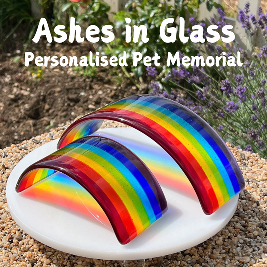 10. Ashes in Glass Personalised Pet Memorial Glass Rainbow Bridge - Ashes/Name/Paw.