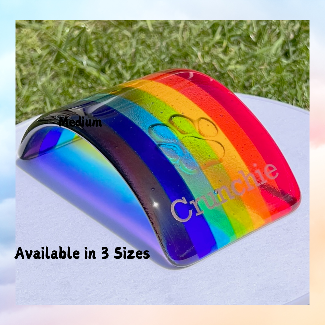 1. Pet Memorial Glass Rainbow Bridge Personalised 2nd Name Paw Gift Box and Gift Card Free