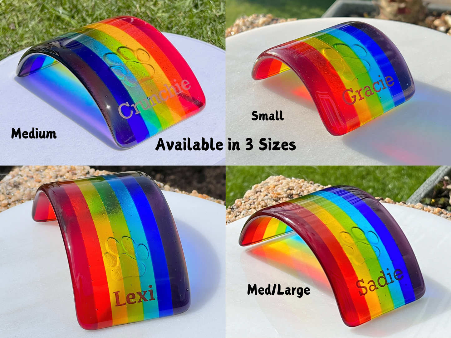 1. Pet Memorial Glass Rainbow Bridge, Personalised - 2nd Name & Paw, Gift Box and Gift Card Free