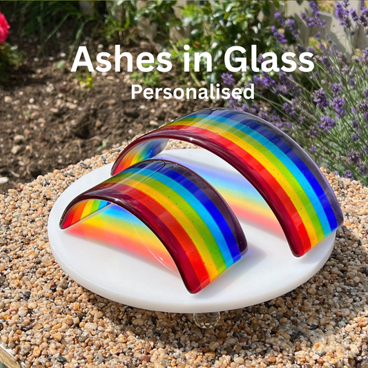 11b. Ashes in Glass Personalised Glass Rainbow Bridge  Human or Pet Memorial - with Ashes/Name