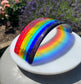 11b. Rainbow Bridge Personalised Memorial - Size Medium, Med/Large or Large with Ashes, Name,  Handmade Fused Glass