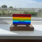 9b. Pet Memorial Personalised Plaque, Fused Glass on Oak Stand available also with Ashes.