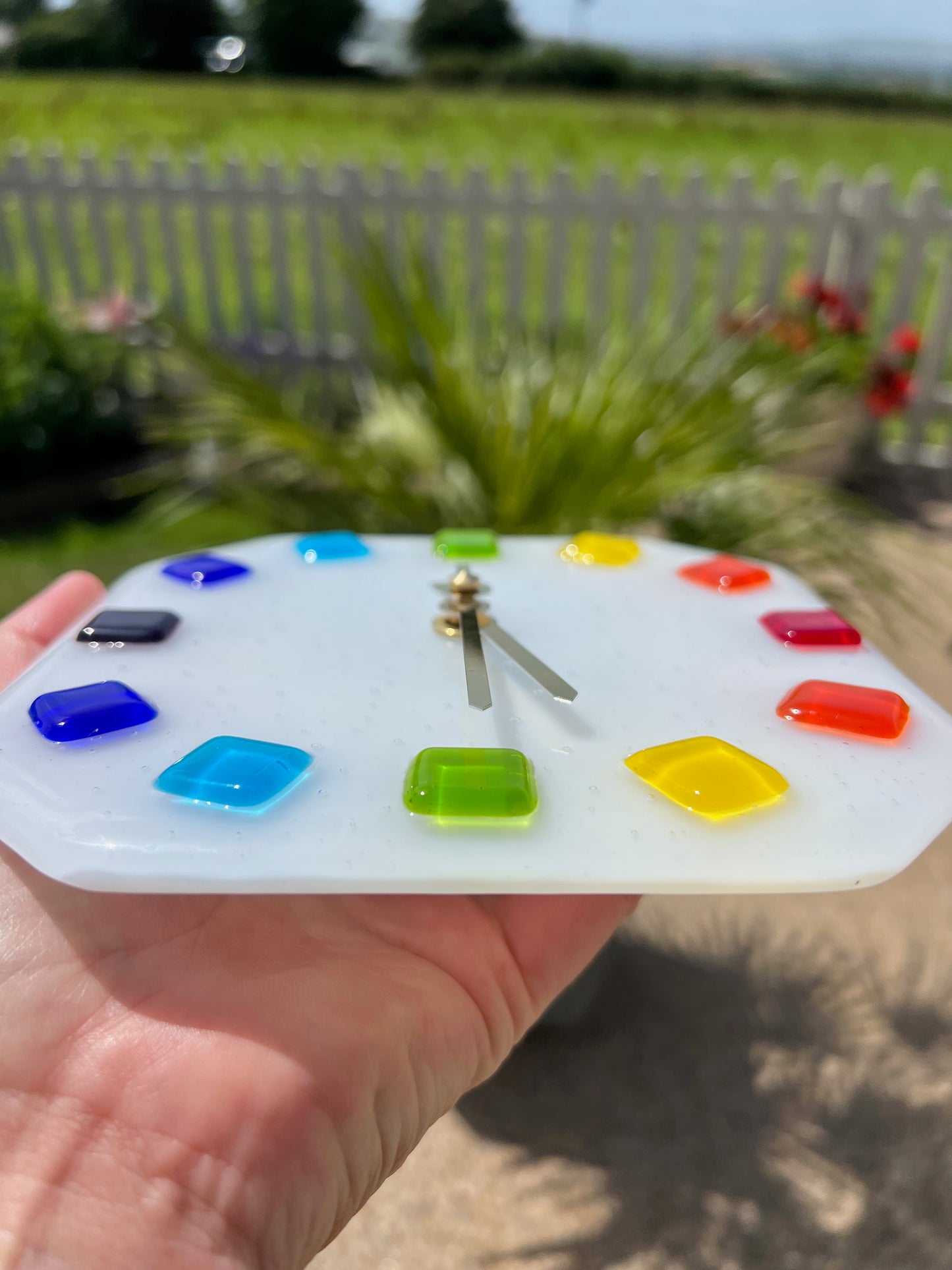 6. Rainbow Clock - Fused Glass