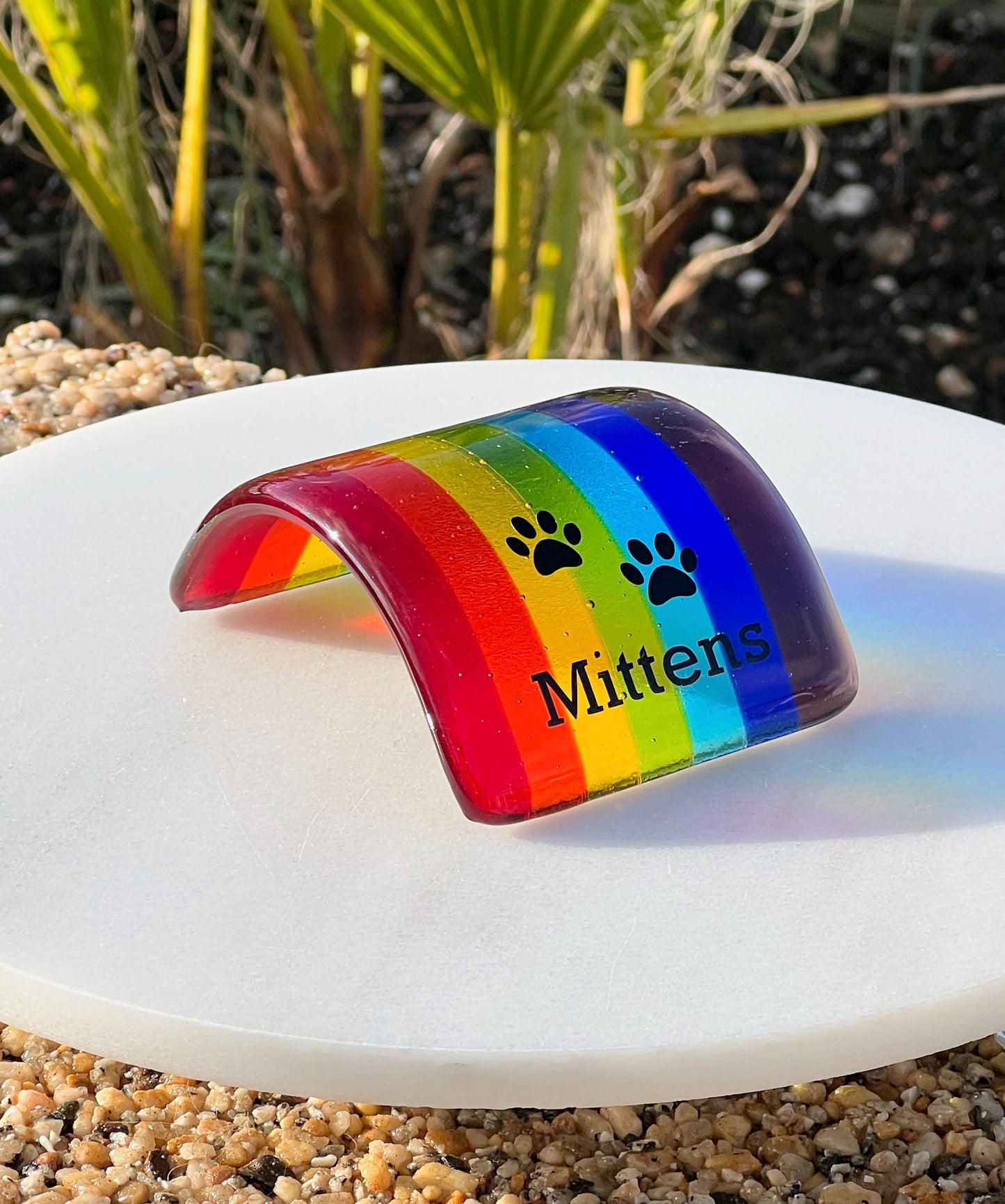 11a. Pet Memorial Rainbow Bridge - Personalised with Name/Paw/Heart /2 Small Paws- Dispatch within 3 Days