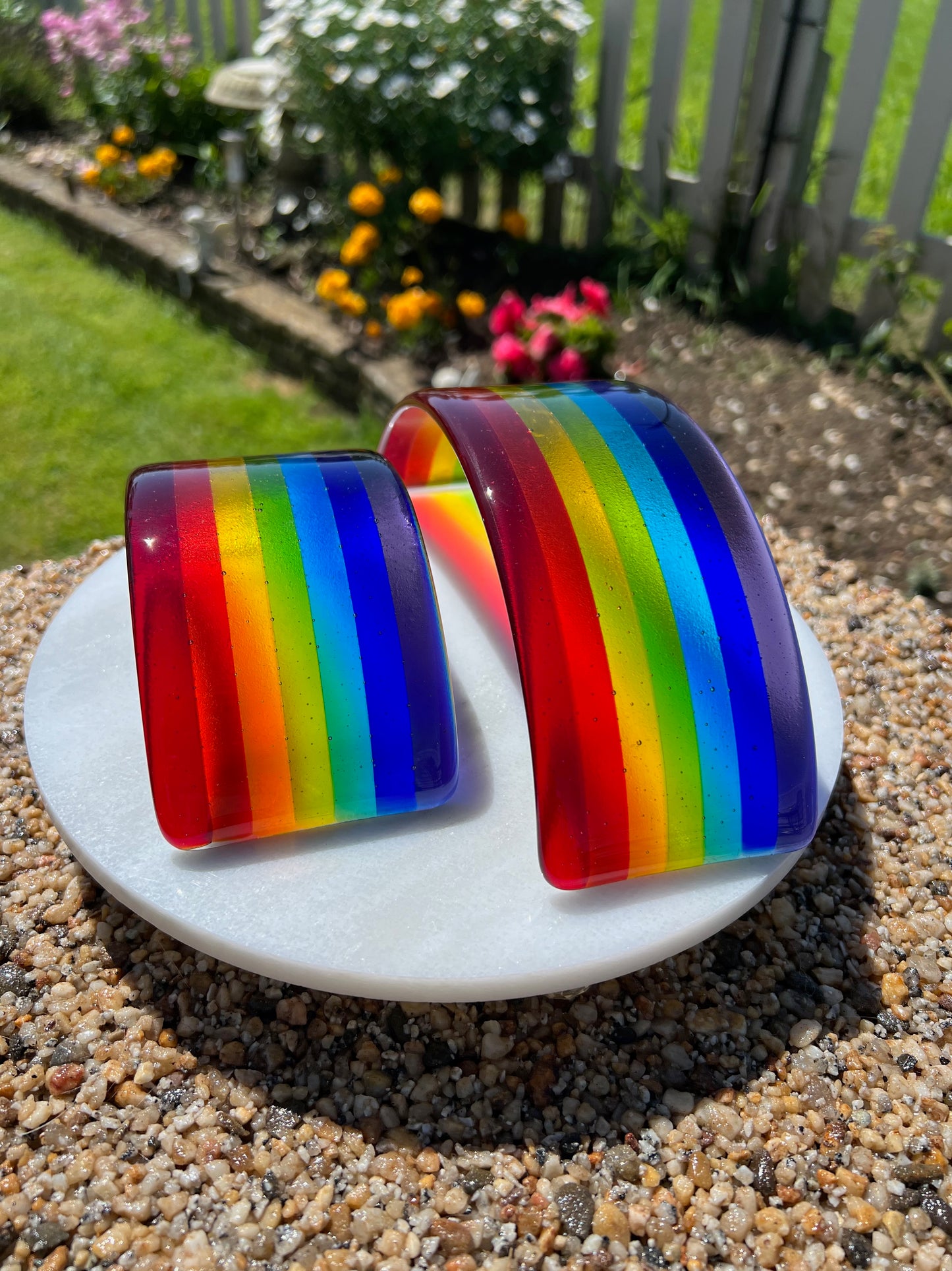 11b. Ashes in Glass Personalised Glass Rainbow Bridge  Human or Pet Memorial - with Ashes/Name