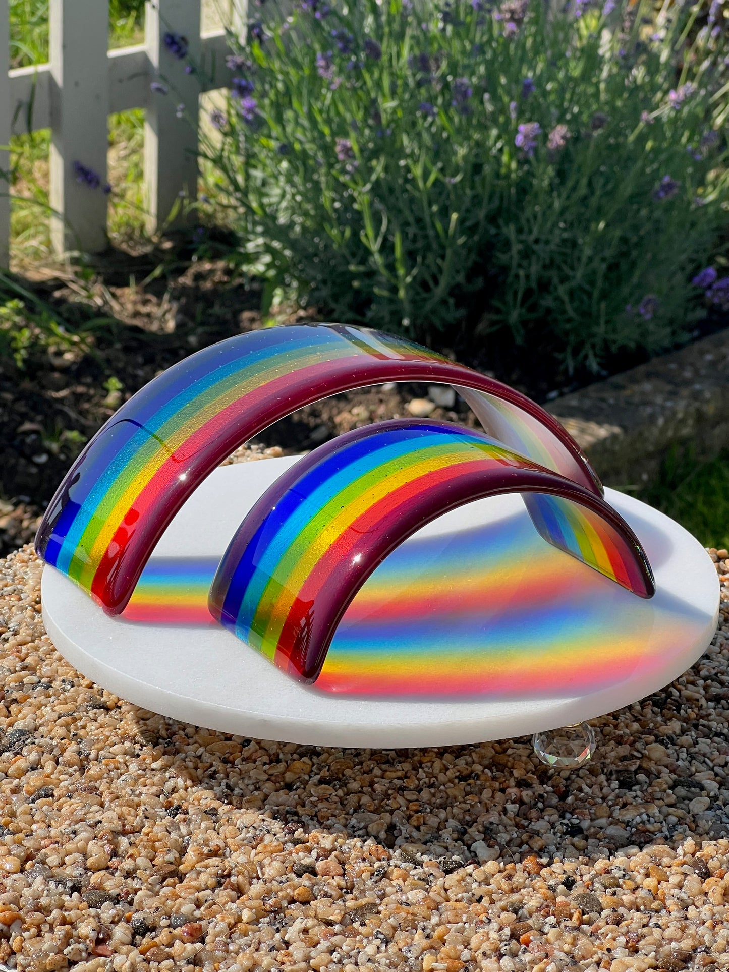 11b. Ashes in Glass Personalised Glass Rainbow Bridge  Human or Pet Memorial - with Ashes/Name