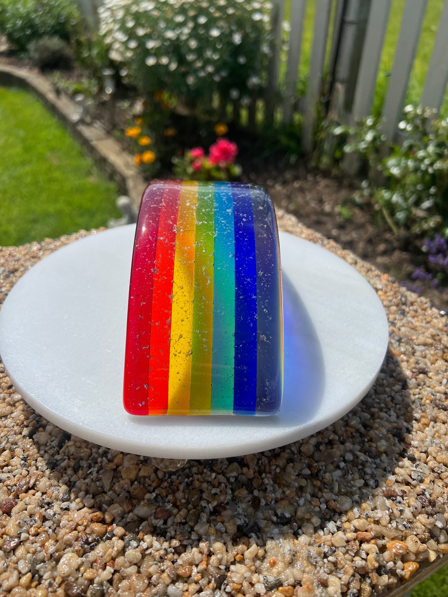 11b. Ashes in Glass Personalised Glass Rainbow Bridge  Human or Pet Memorial - with Ashes/Name