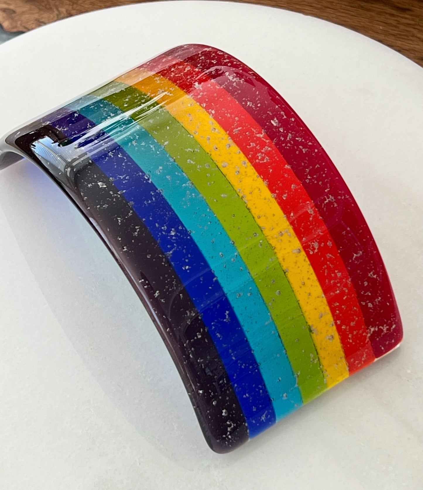 11b. Ashes in Glass Personalised Glass Rainbow Bridge  Human or Pet Memorial - with Ashes/Name