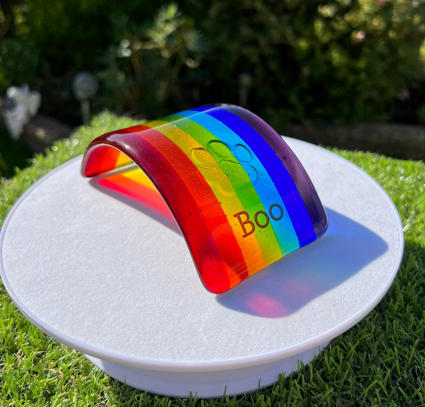 1. Pet Memorial Glass Rainbow Bridge, Personalised - 2nd Name & Paw, Gift Box and Gift Card Free