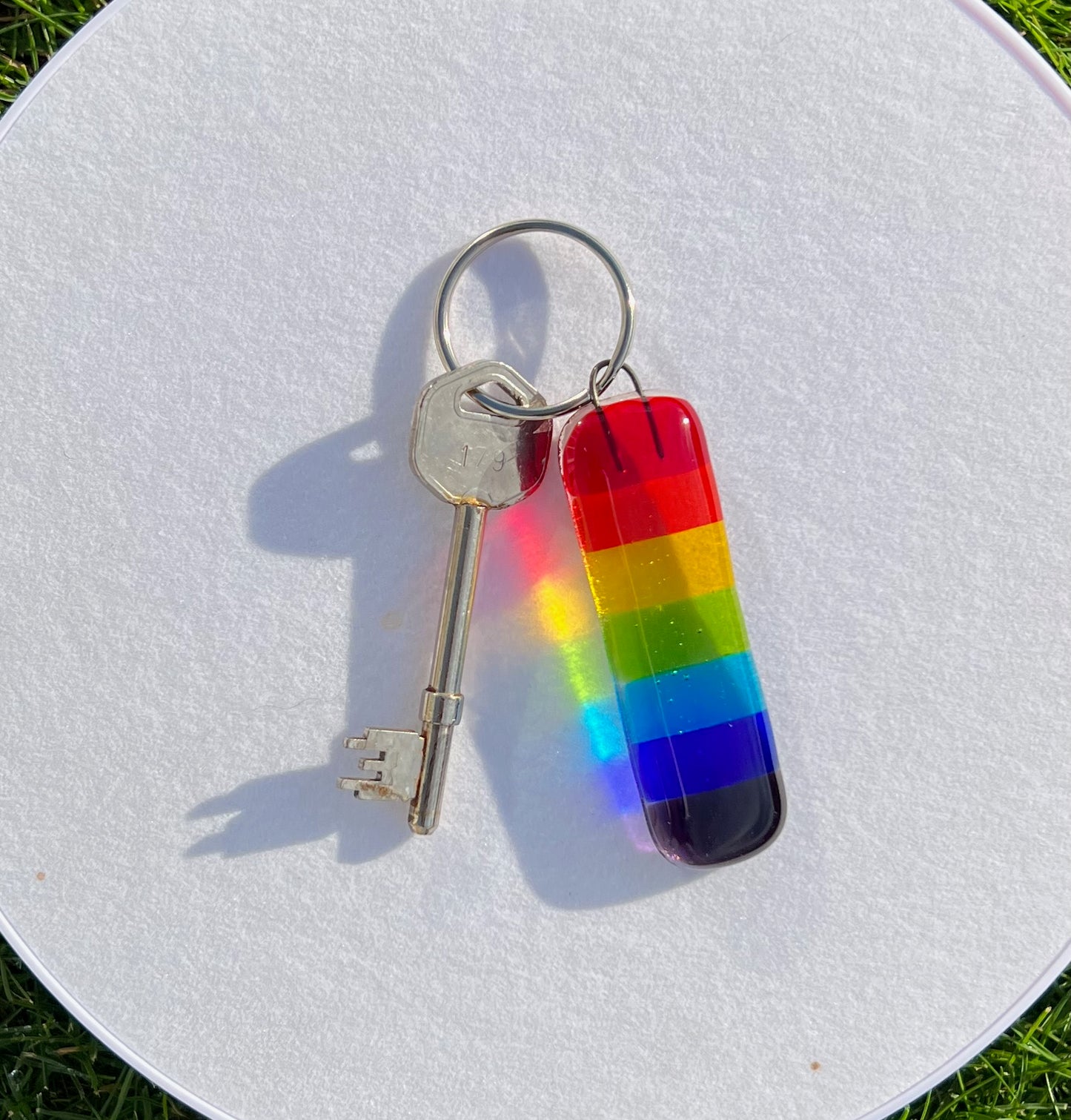 5. Fused Glass Rainbow Keyring