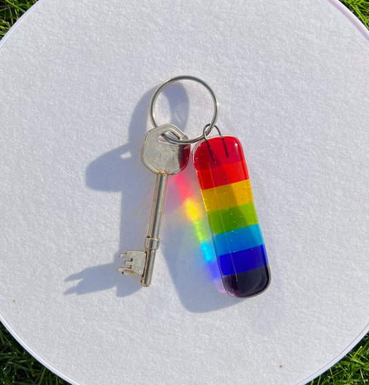 5. Fused Glass Rainbow Keyring