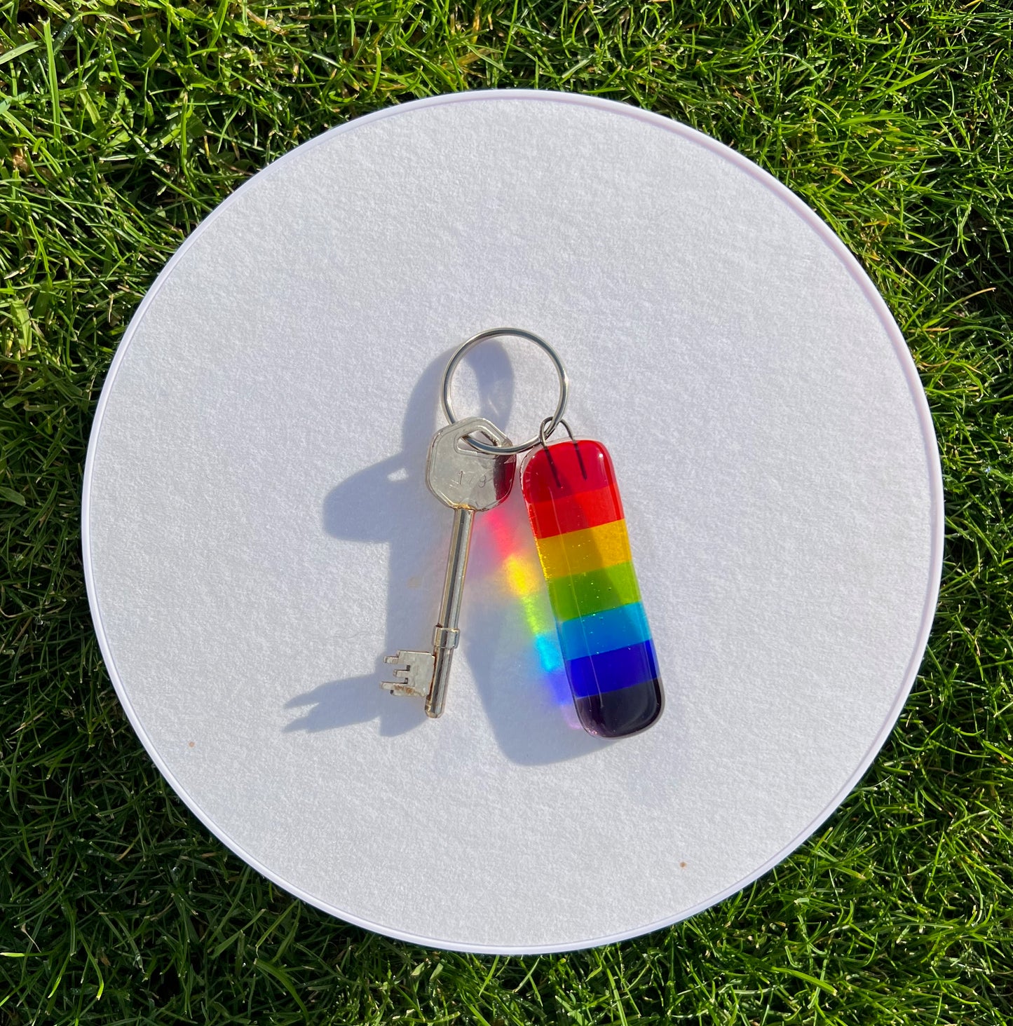 5. Fused Glass Rainbow Keyring