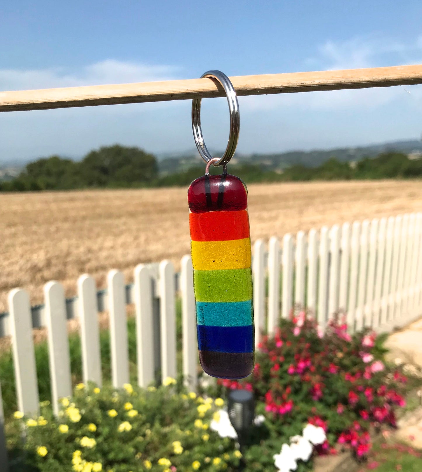 5. Fused Glass Rainbow Keyring