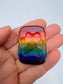 4b. Pet Memorial Rainbow Worry Stone/Palm Stone with Embossed Paw Print on the Reverse