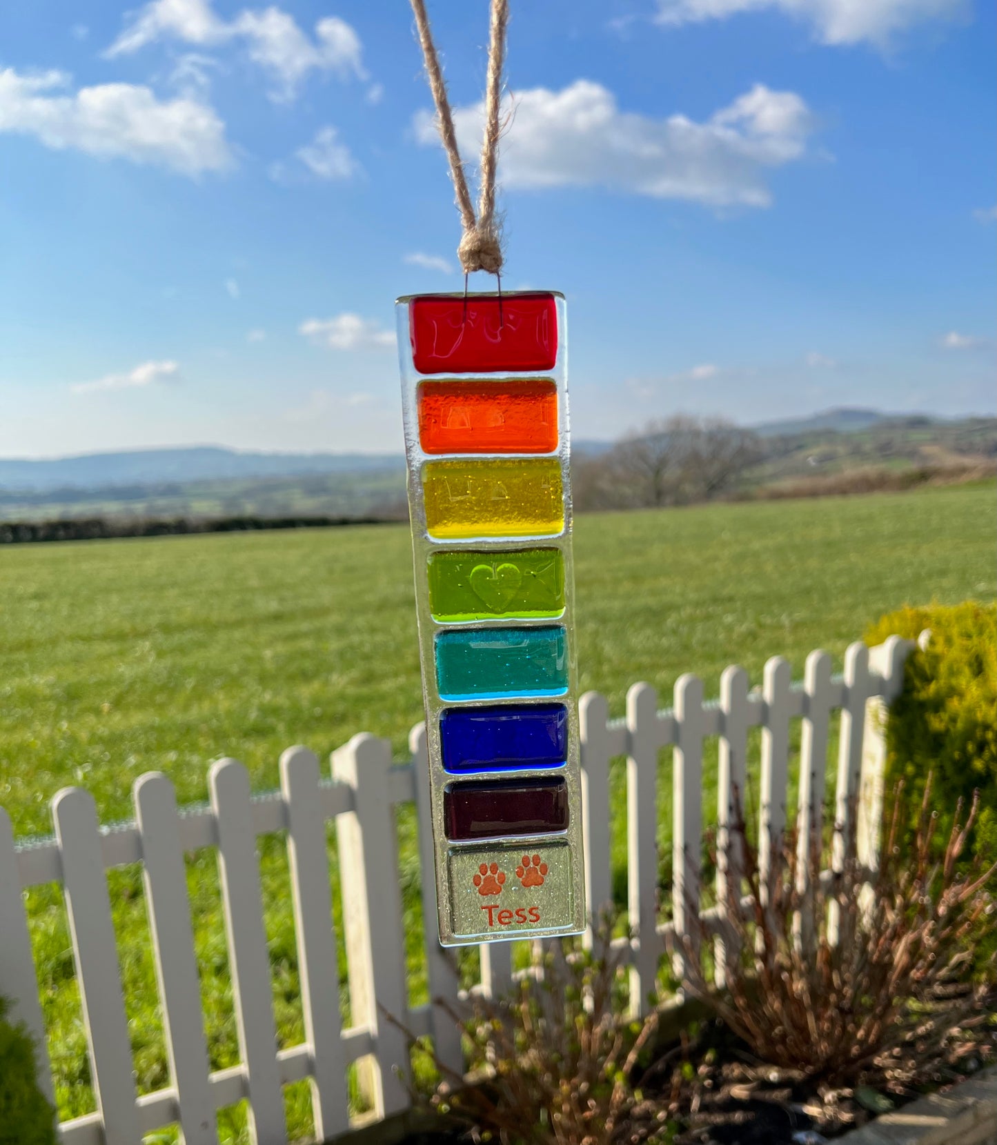 6a. Rainbow Sun Catcher Personalised Pet Memorial, with Name/Heart/Dog Paws/Cat Paws/Horse Shoes